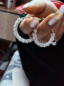 Elegant White Beaded Hoop Earrings