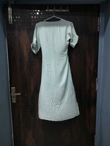 Striped V-Neck Button-Front Dress