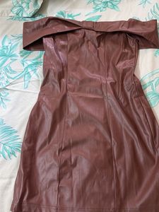 savana Chic Brown Off-Shoulder Dress