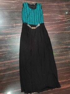 Stylish Teal & Black Maxi Dress