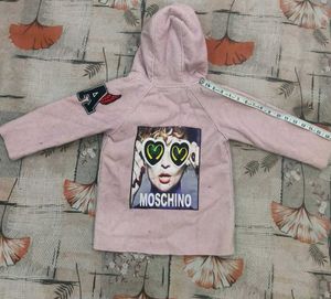 Pink Hooded Jacket with M Emblem