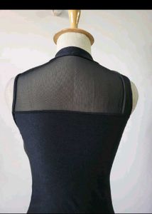 Chic Black Sheer Neckline Dress