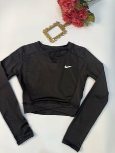 Nike Black Cropped Long Sleeve Top