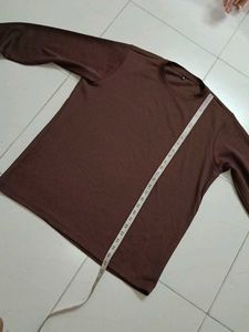 Brown Ribbed Long Sleeve Top