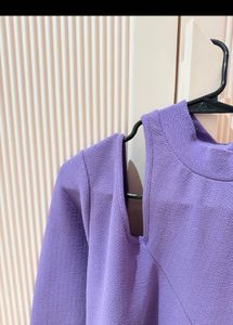 Stylish Purple Cut-Out Long Sleeve Top