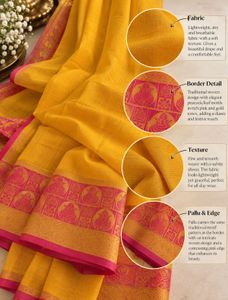 Vibrant Yellow Saree with Pink Border