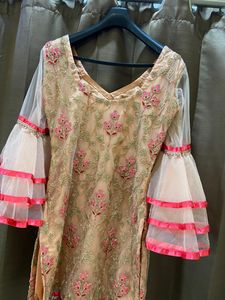 3 Piece Garara Suit Set In Frill Sleeves