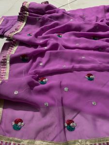 Beautiful Lavender Embroidered Saree