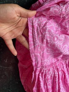 Bright Pink Bandhani Print Kurta