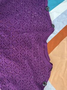 Purple Knit Top w/ Button Detail