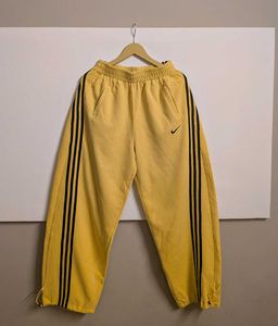 Yellow baggy Sweatpants with Black Stripes