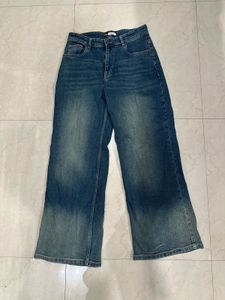 Wide Leg Vintage Wash Denim Jeans