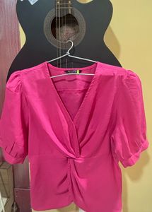 V-Neck Twisted Pink Top
