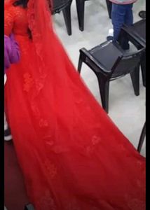 Bright Red ♥️ Wedding Reception Gown Long Tail