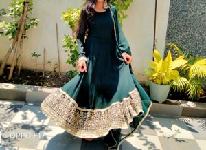 Elegant Emerald Green Anarkali Suit
