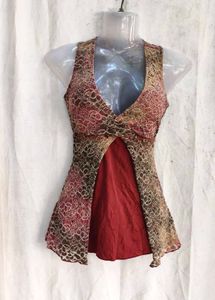 Lace Trimmed Halter Neck Top