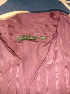Purple Striped Button-Up Blouse