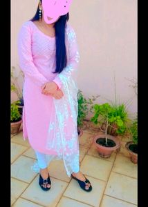 Baby Pink Chikankari Fabric