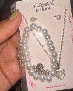 Pearl Necklace Bracelet Earrings Set 🤍🤍