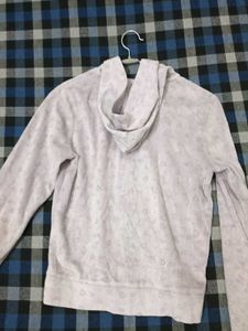 Cute Heart Patterned Zip-Up Hoodie
