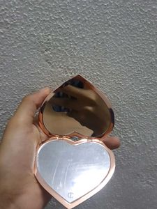 Heart-Shaped Compact Mirror with Charm