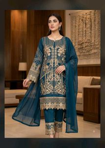 Unstitched Embroidered three piece Set