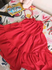 Vibrant Red Flowy Maxi Dress