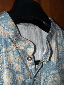 Blue Floral Print Kurta Set with Pants