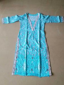 Light Blue Embroidered Kurti