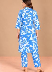 Vibrant Blue Floral Kurta Set