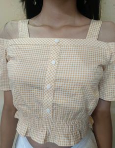 Cute Gingham Off-Shoulder Top
