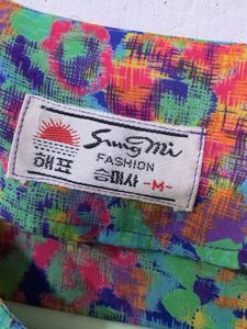 Colorful Floral Print Button-Up Blouse