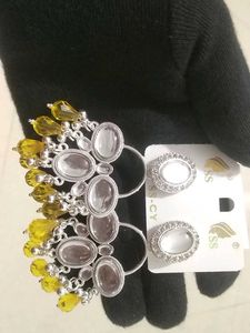 Statement Earrings with Yellow Accents