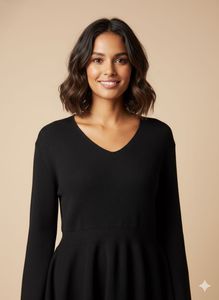 Black Peplum Top with Studded Sleeves