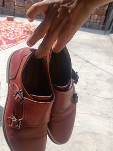 Stylish Red Monk Strap Shoes