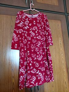 Red Floral Print Bodycon and flare Dress