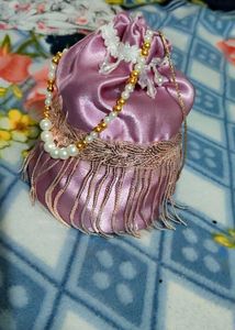 Elegant Pink Beaded Pouch/potli