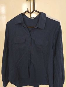 Stylish Navy Blue Button-Up Shirt