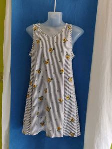 Striped Floral A-Line Dress