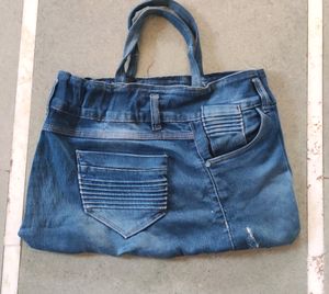 Denim Jeans Upcycled Tote Bag