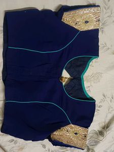 Designer Navy Blue Saree Blouse