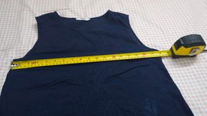 Mango Blue Sleeveless Embroidered Top