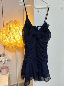 Chic Navy Blue Ruched Mini Dress