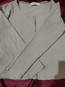 Ribbed Zip-Up Top