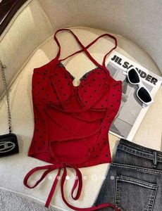 Cute Red Polka Dot Halter Top