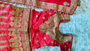 Red &amp; Gold Embroidered Lehenga Set