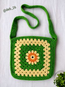 Vibrant Green Crochet Sling Bag