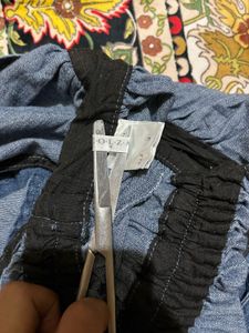 Denim Midi Dress with Tie Neck