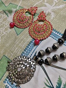 Pink Traditional  Earrings with classic chai