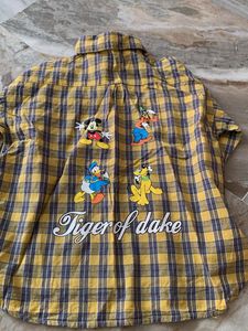 Yellow Plaid Shirt with Mickey Mouse Applique